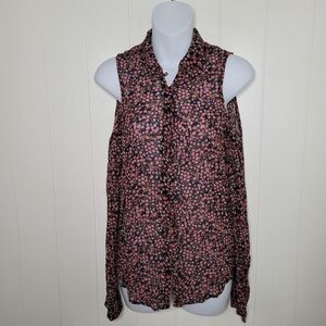 Paige Top Shirt Womens Size XS Silk Ditsy Floral Boho Romantic Long Sleeve